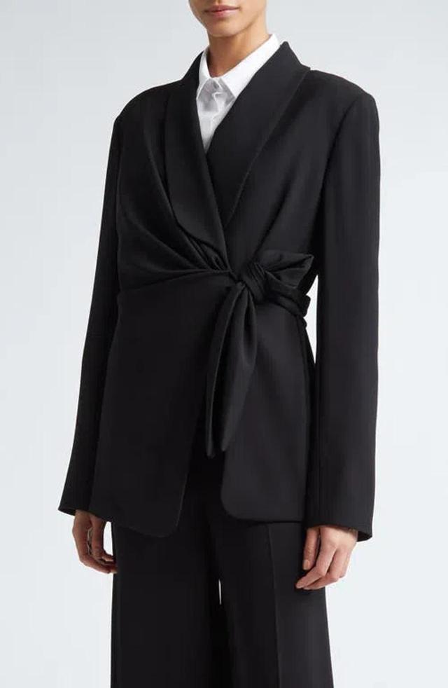 Comma Tie Detail Crepe Blazer In Black Product Image