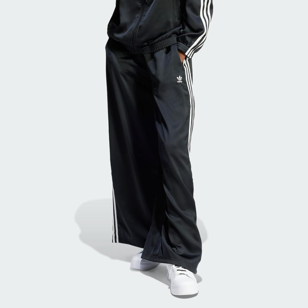 adidas Originals Womens adidas Originals Satin Wide Leg Track Pants - Womens Black/White product image