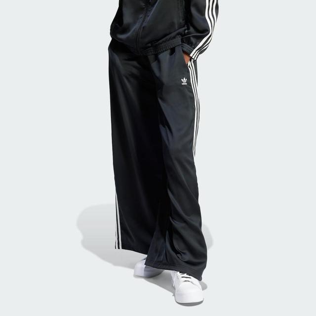 adidas Adicolor Satin Wide Leg Track Pants Black 2 Womens Product Image