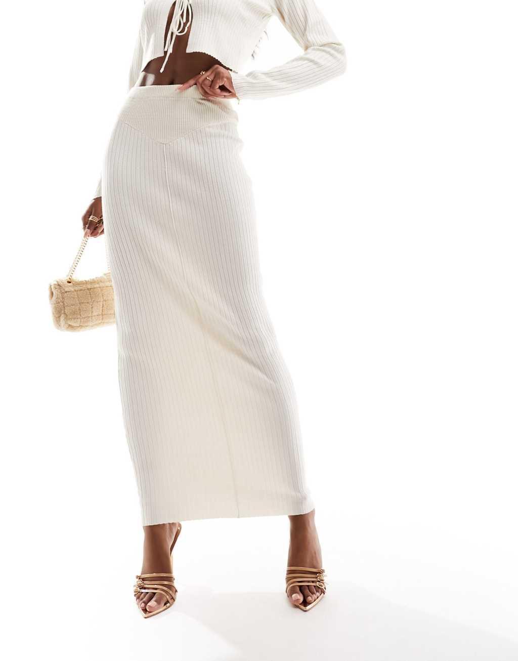 Simmi knitted maxi skirt in cream - part of a set Product Image