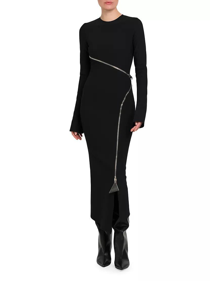 Crepe Wraparound Zip Midi-Dress Product Image