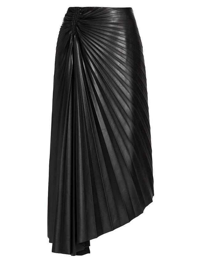 Womens Tracy Pleated Vegan Leather Skirt Product Image