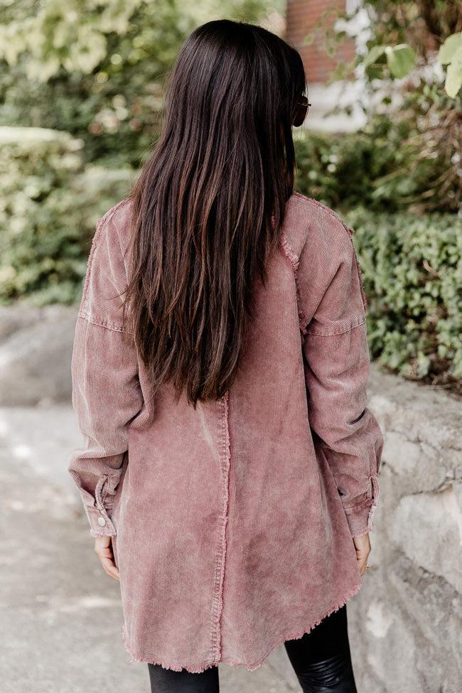 Never Know What Happens Brown Acid Washed Cord Shacket FINAL SALE Product Image