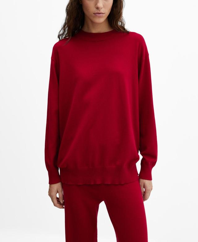 MANGO - Round-neck knitted sweater redWomen Product Image