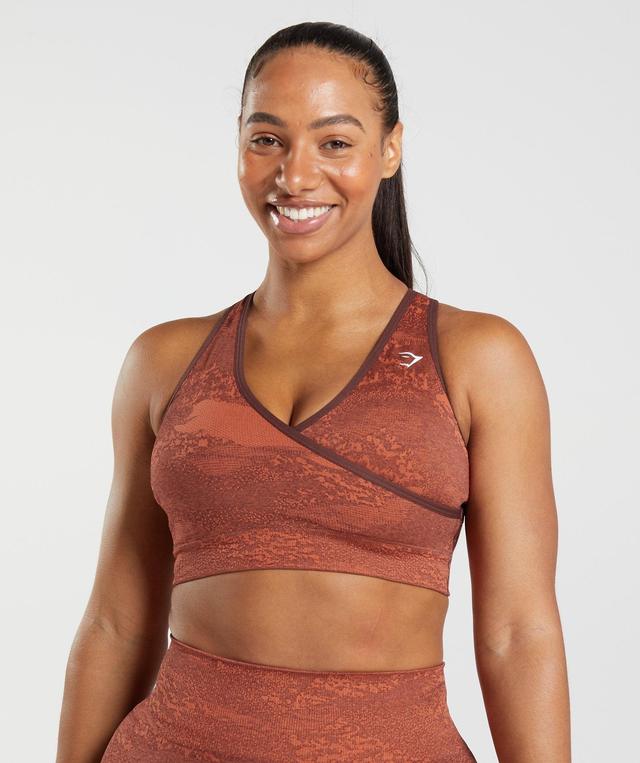 Gymshark Adapt Camo Seamless Sports Bra - Storm Red/Cherry Brown Female Product Image