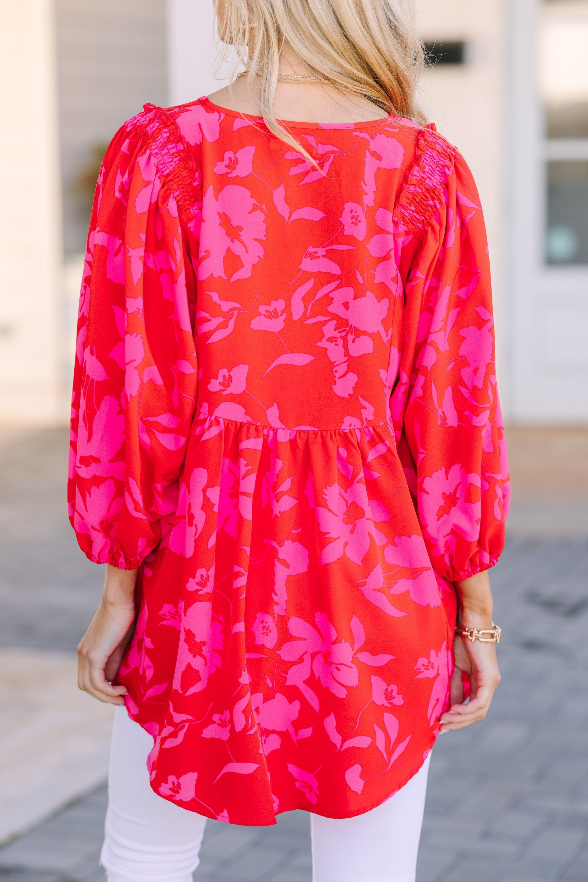 Feeling Wild Fuchsia Pink Floral Tunic Female Product Image