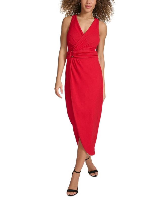 Women's Faux-Wrap Midi Dress Product Image