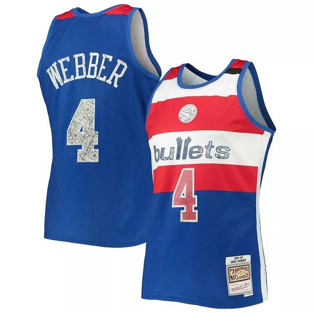 Mens Mitchell & Ness Chris Webber Blue Washington Bullets 1996-97 Hardwood Classics NBA 75th Anniversary Diamond Swingman Jersey Product Image