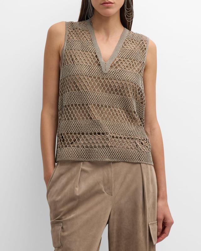 Monili Luxe Net V-Neck Sleeveless Top Product Image