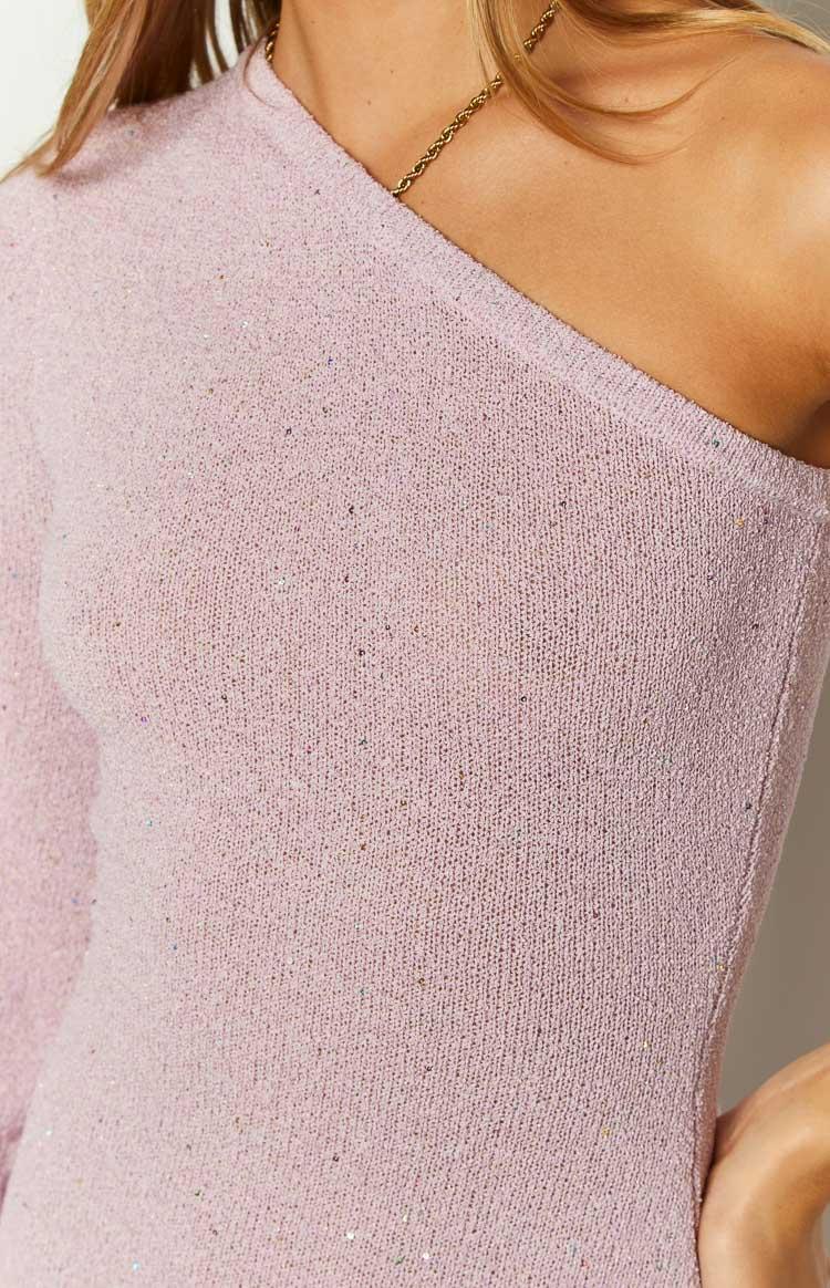 Forever Young Pink Knit One Shoulder Mini Dress Product Image