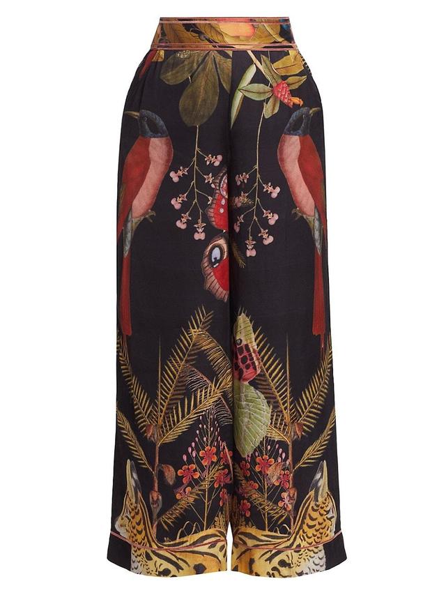 Womens Tropical Satin Wide-Leg Palazzo Pants Product Image