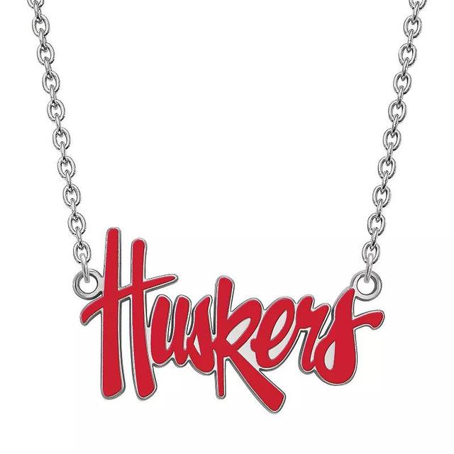 LogoArt Nebraska Cornhuskers Sterling Silver Script Pendant, Womens Product Image