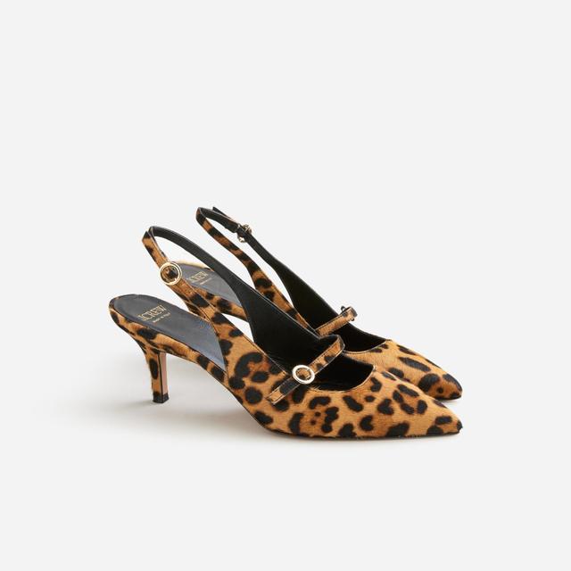 Made-in-Italy Colette buckle slingback pumps in leopard-print calf hair Product Image