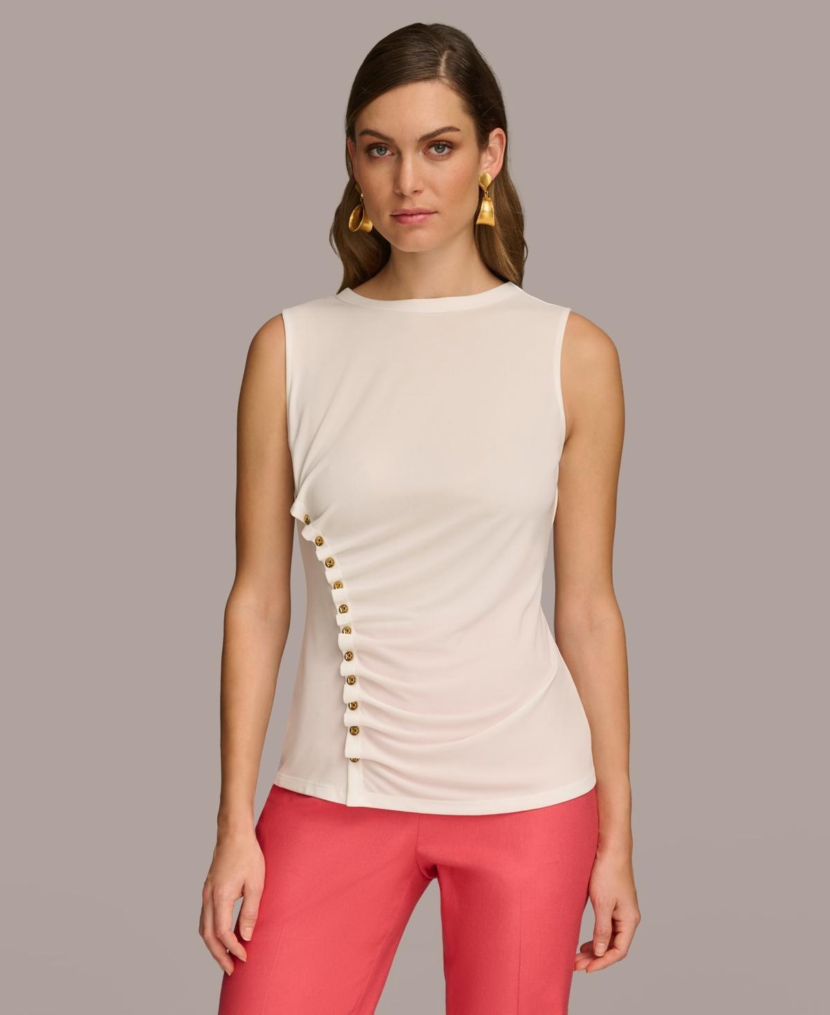 Donna Karan Womens Button Trim Sleeveless Top product image