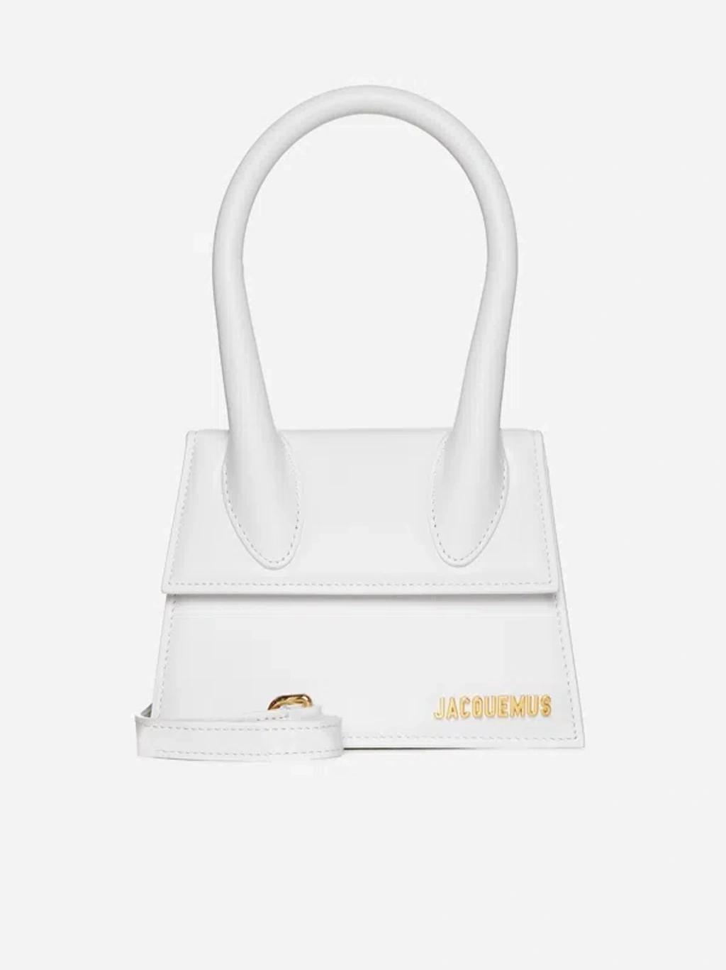 JACQUEMUS Le Chiquito Moyen Leather Bag In White Product Image