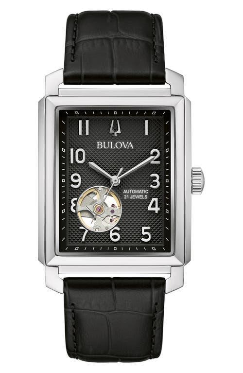 BULOVA Sutton Automatic Leather Strap Watch, 33mm Product Image