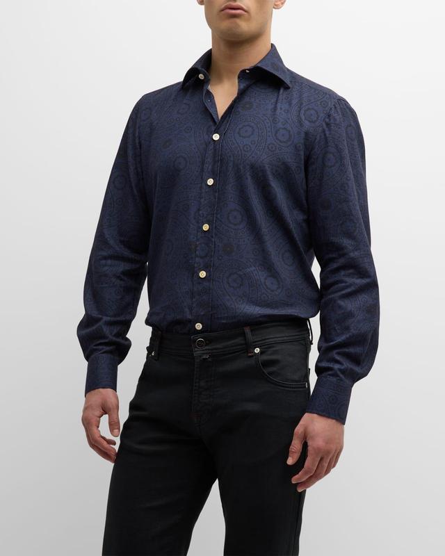 Mens Tonal Paisley-Print Sport Shirt Product Image