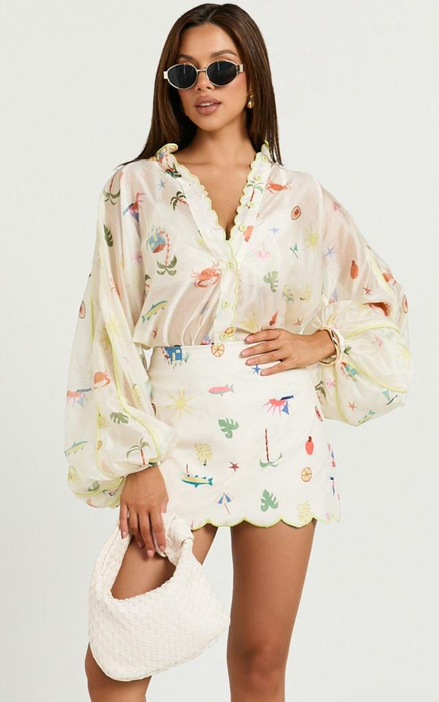 Amalie The Label - Malia Full Sleeve Button Front Blouse in Tropical Oasis Print Product Image