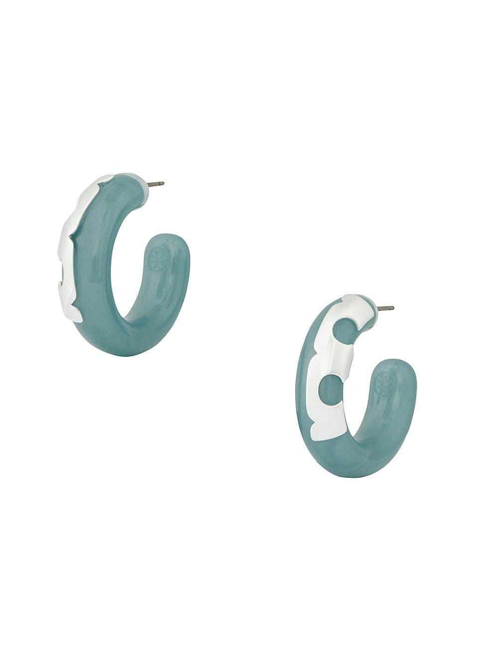 Womens Resin Logo Hoop Earrings Product Image