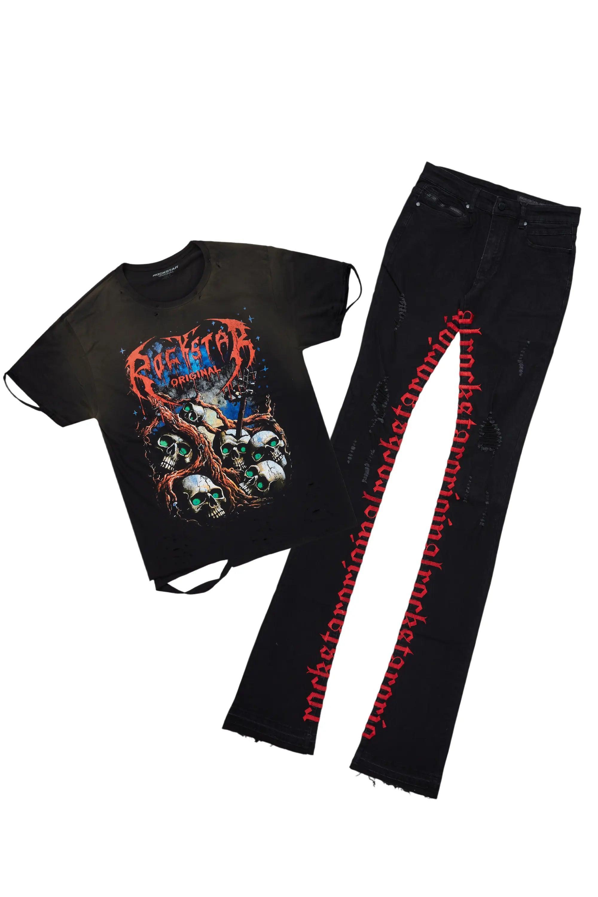 Cappy Black T-Shirt & Colette Super Stacked Flare Jean Bundle Male Product Image