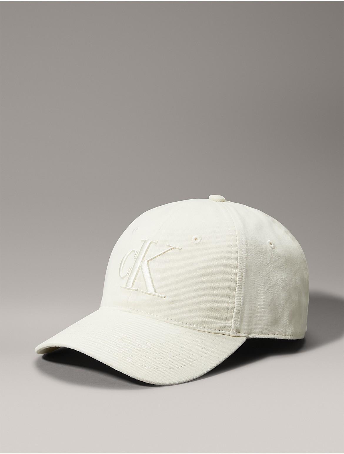 Calvin Klein Mens Twill Embroidered Monogram Logo Cap - White Product Image