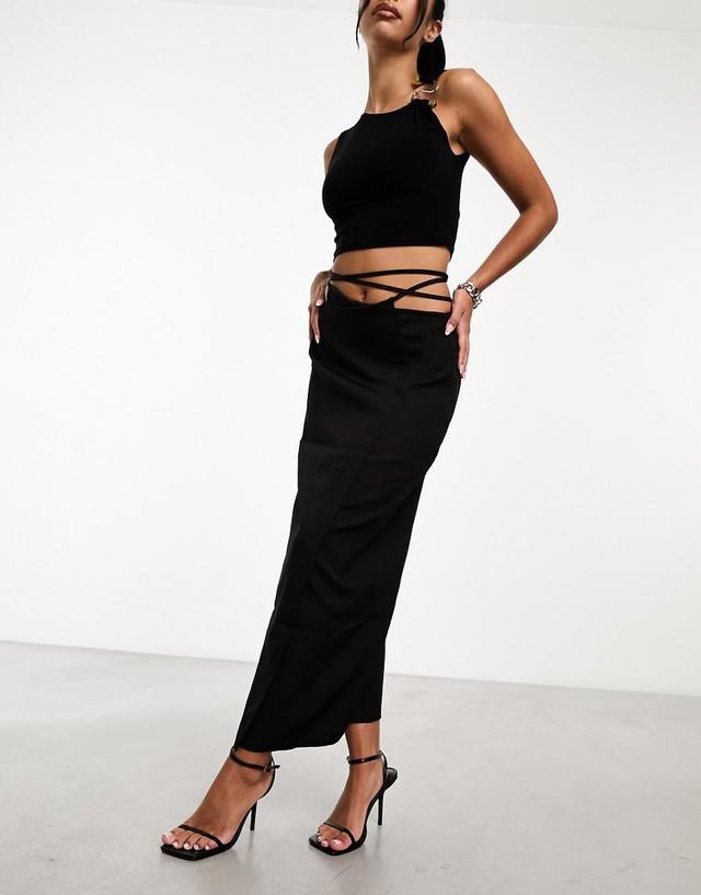 Kaiia tailored tie waist maxi skirt Product Image