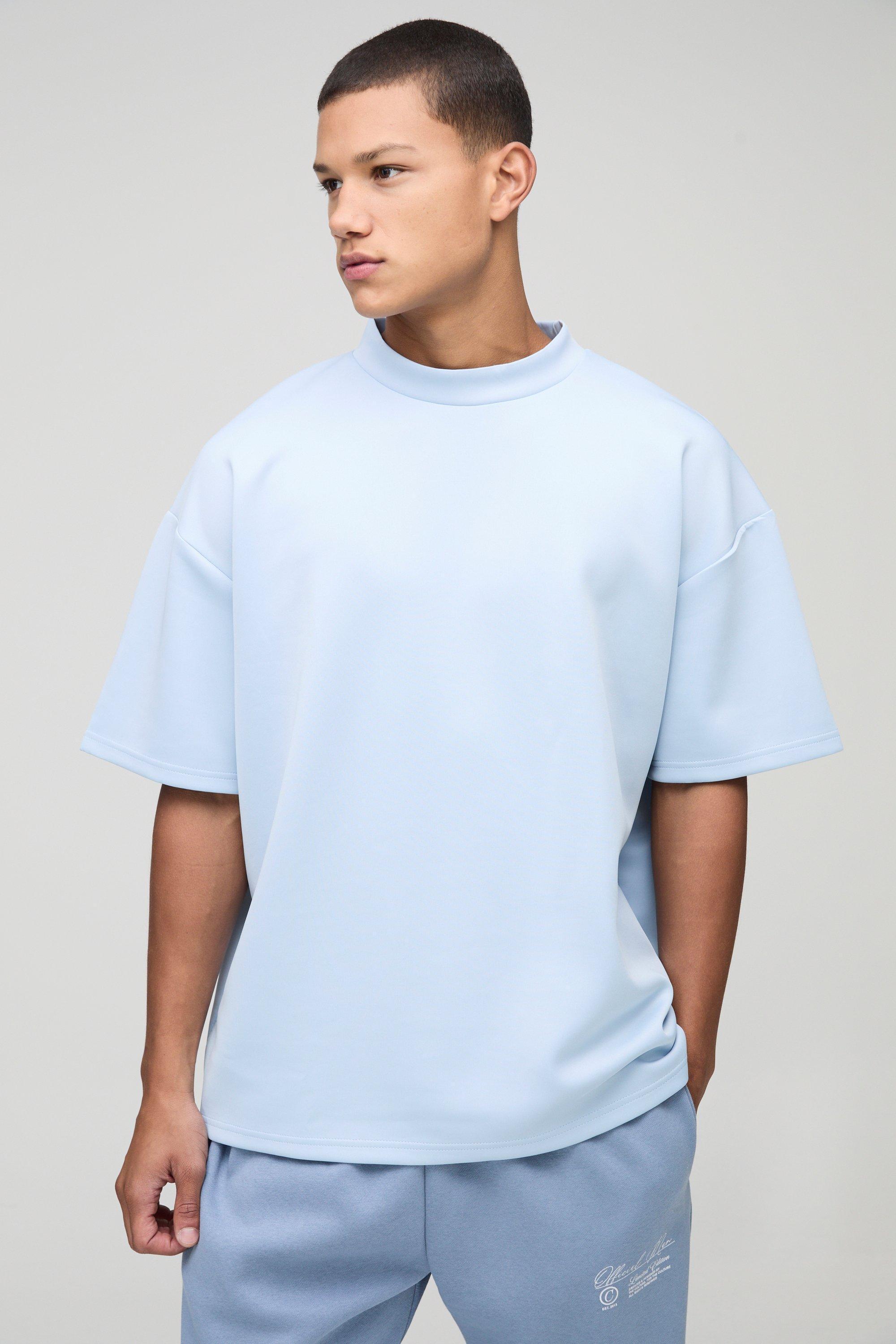 Oversized Extended Neck Scuba T-shirt | boohooMAN USA Product Image