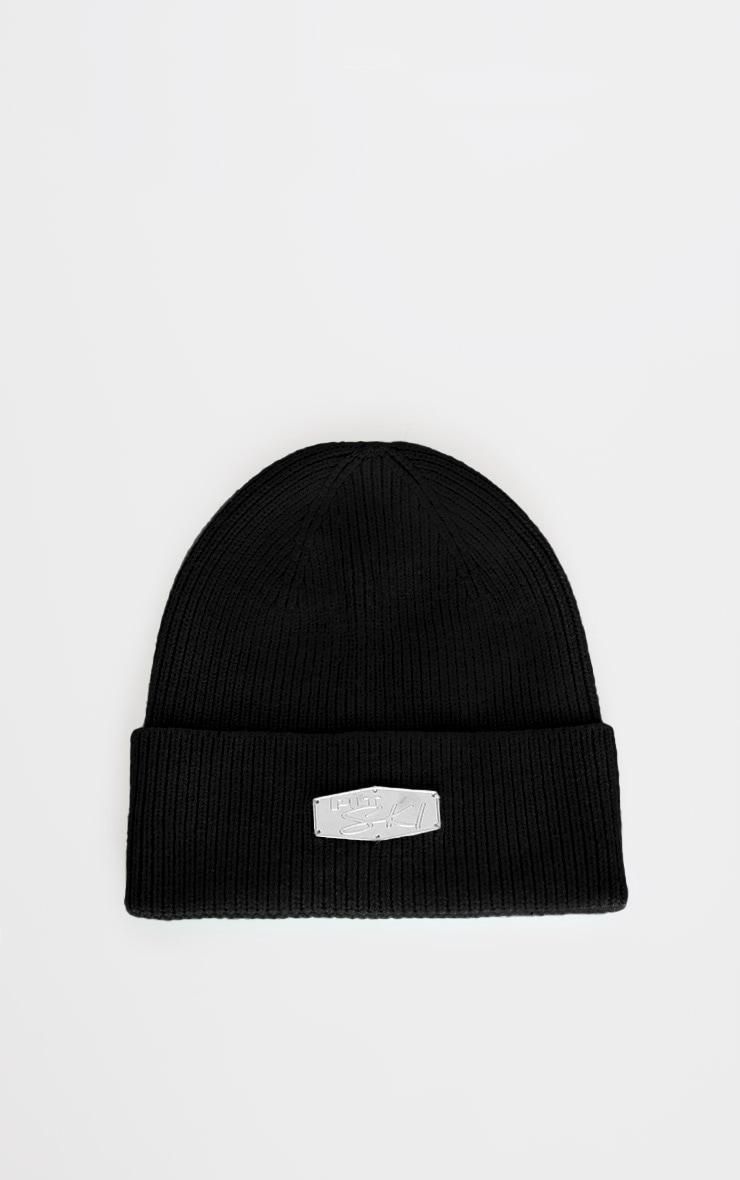 PRETTYLITTLETHING Black Ski Cable Knit Beanie Product Image