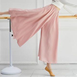 High Waist Plain Wide Leg Dance Pants Product Image