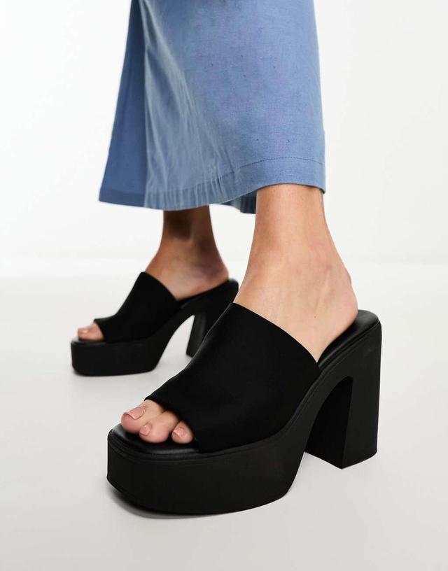 Aldo Maysee platform heeled mules in black  Product Image