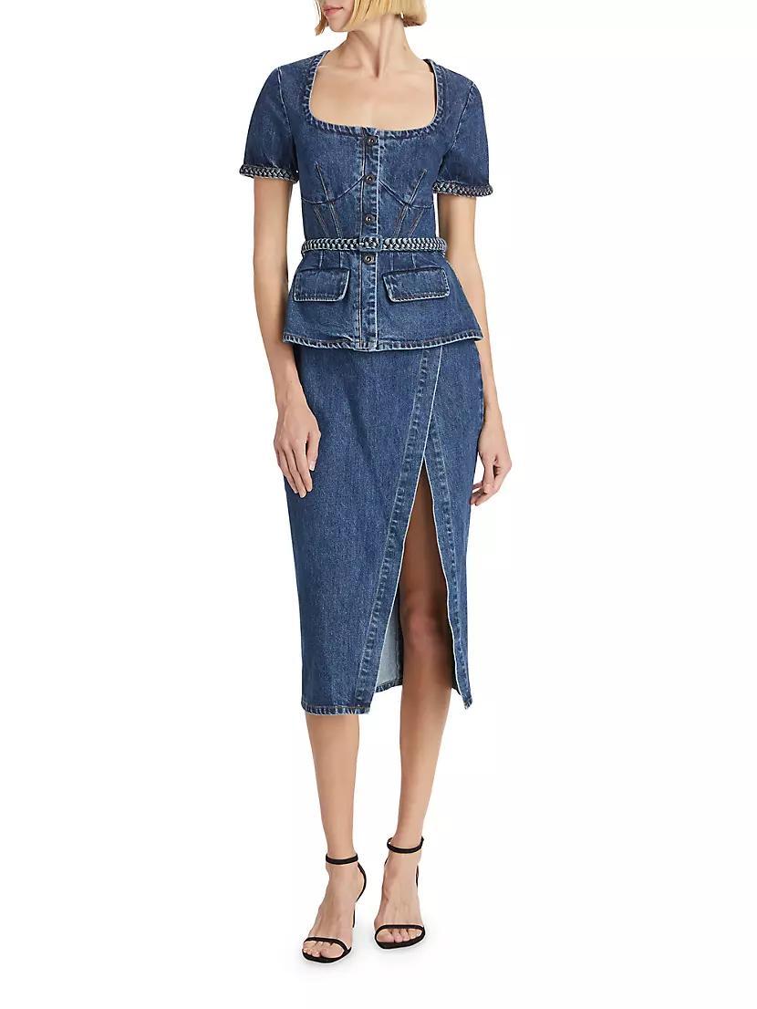 Denim Peplum Midi-Dress Product Image