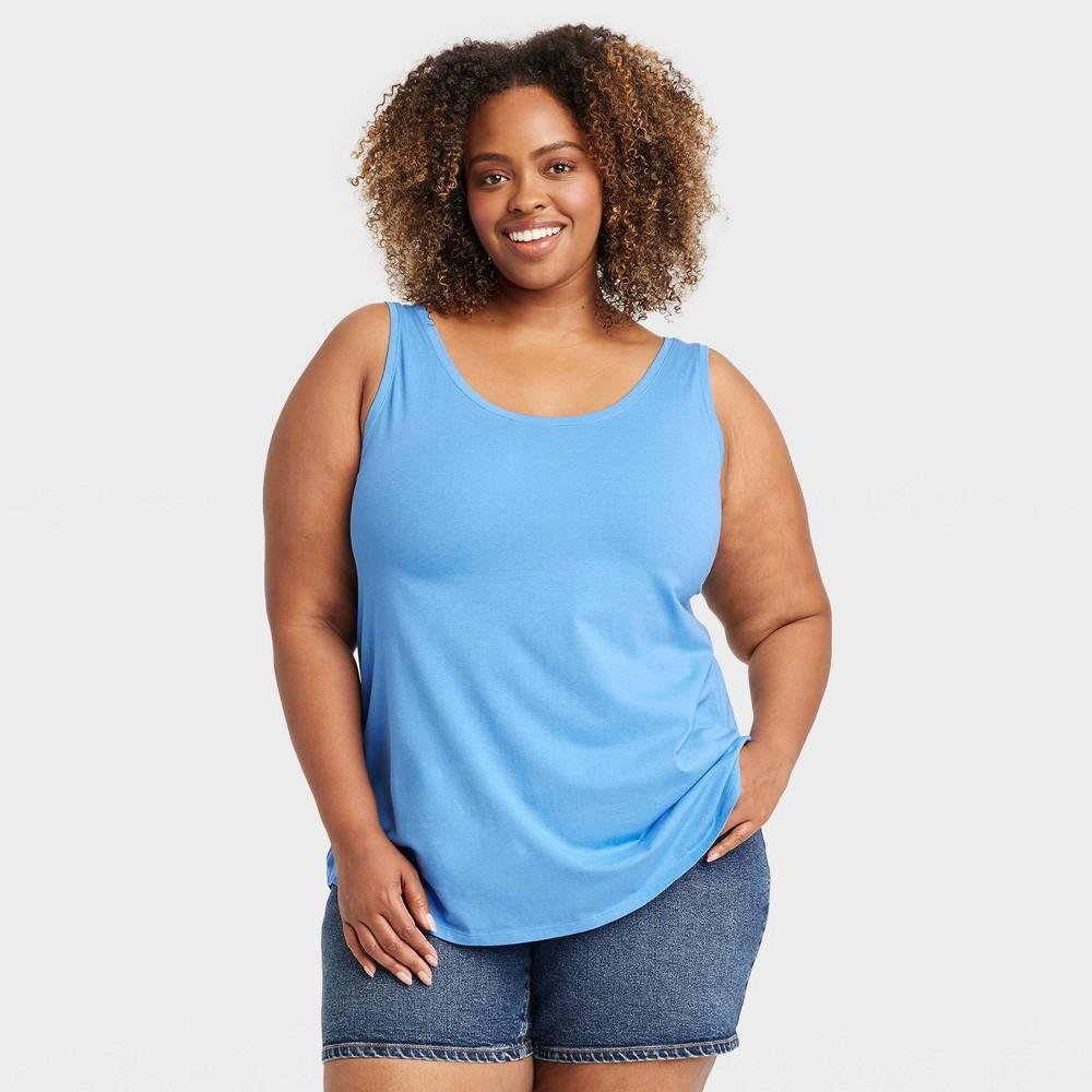 Womens Drapey Tank Top - Ava & Viv Blue 2X Product Image