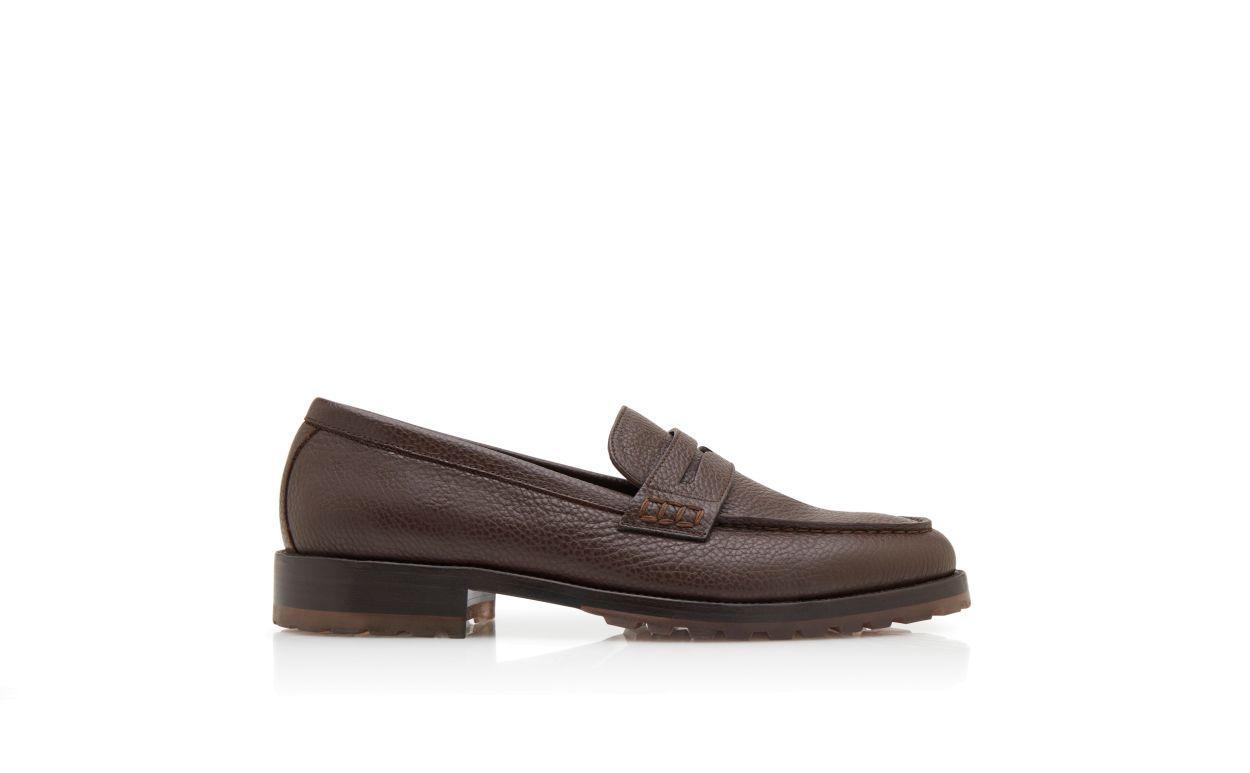 RANDY Dark Brown Calf Leather Penny Loafers Product Image