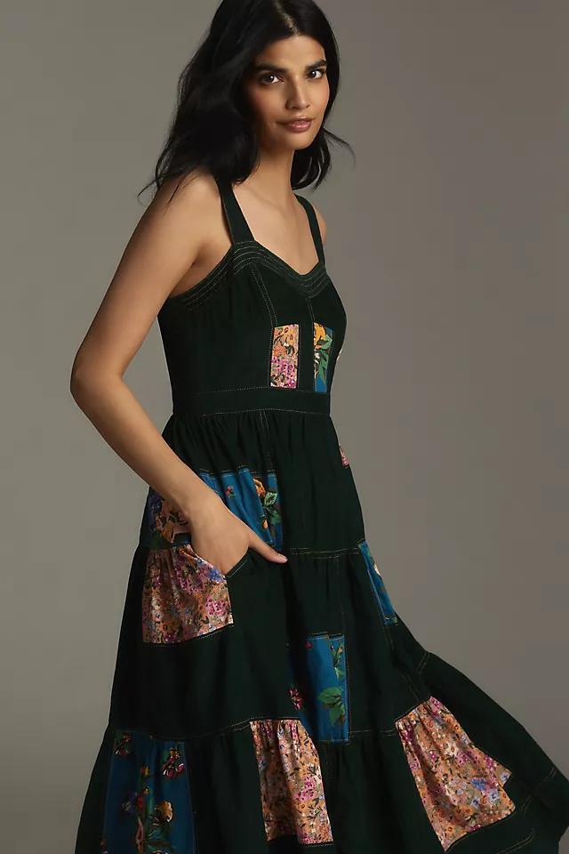 Maeve Patchwork Corduroy Midi Dress Product Image