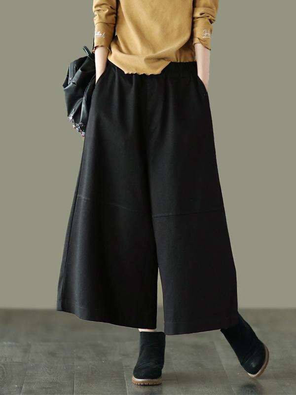 Simple Wide Leg Loose Solid Color Casual Pants Bottoms Product Image