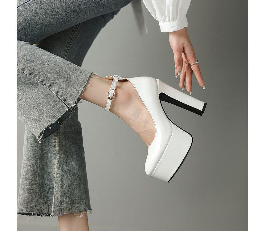 Ankle Strap Pointed Platform Chunky Heel Pumps product image