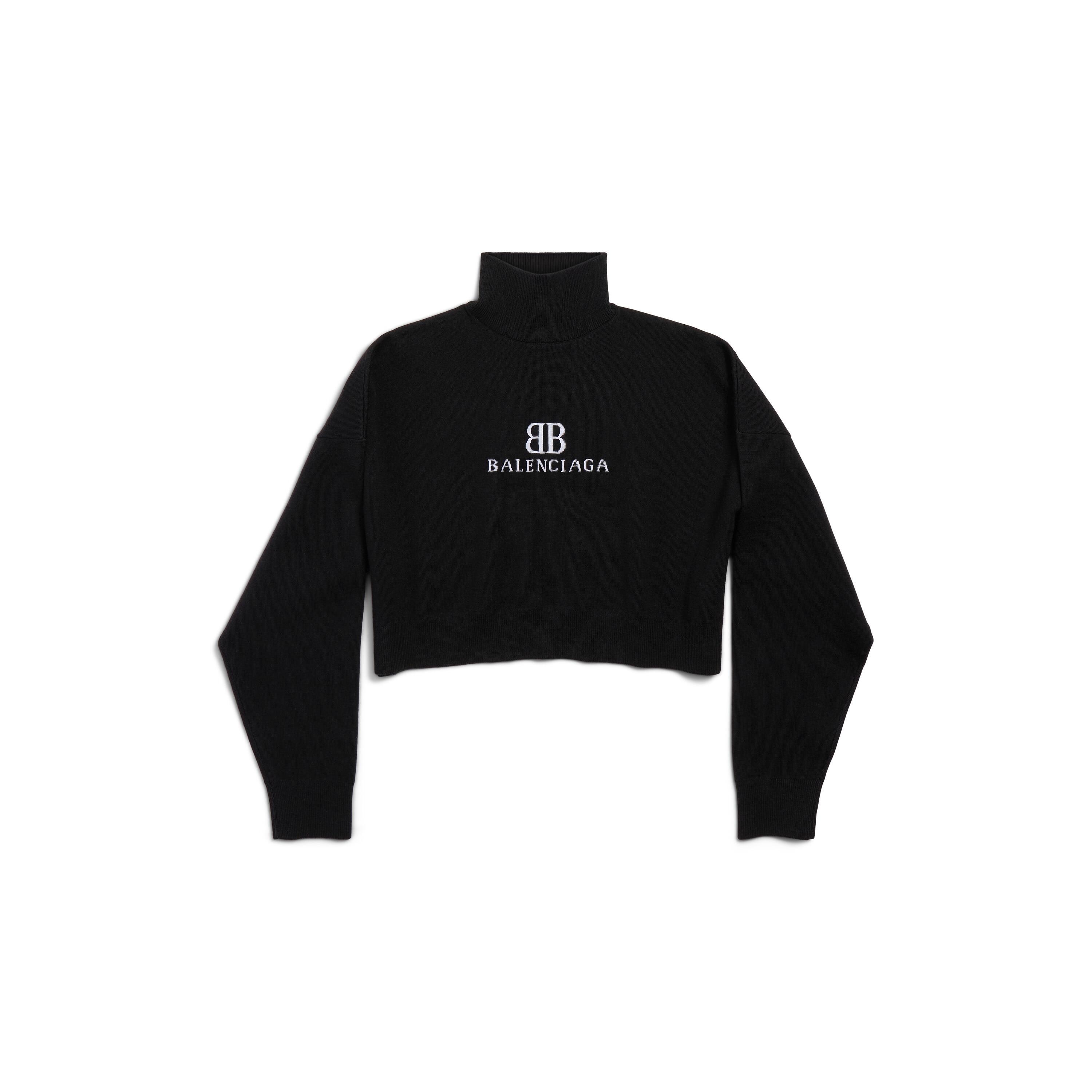 Women's Cropped Highneck in Black/white Product Image