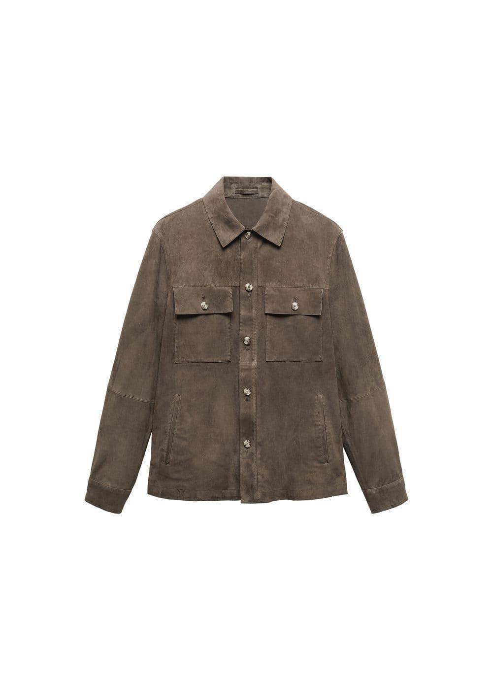 MANGO MAN - Pocket leather jacket coffeeMen Product Image