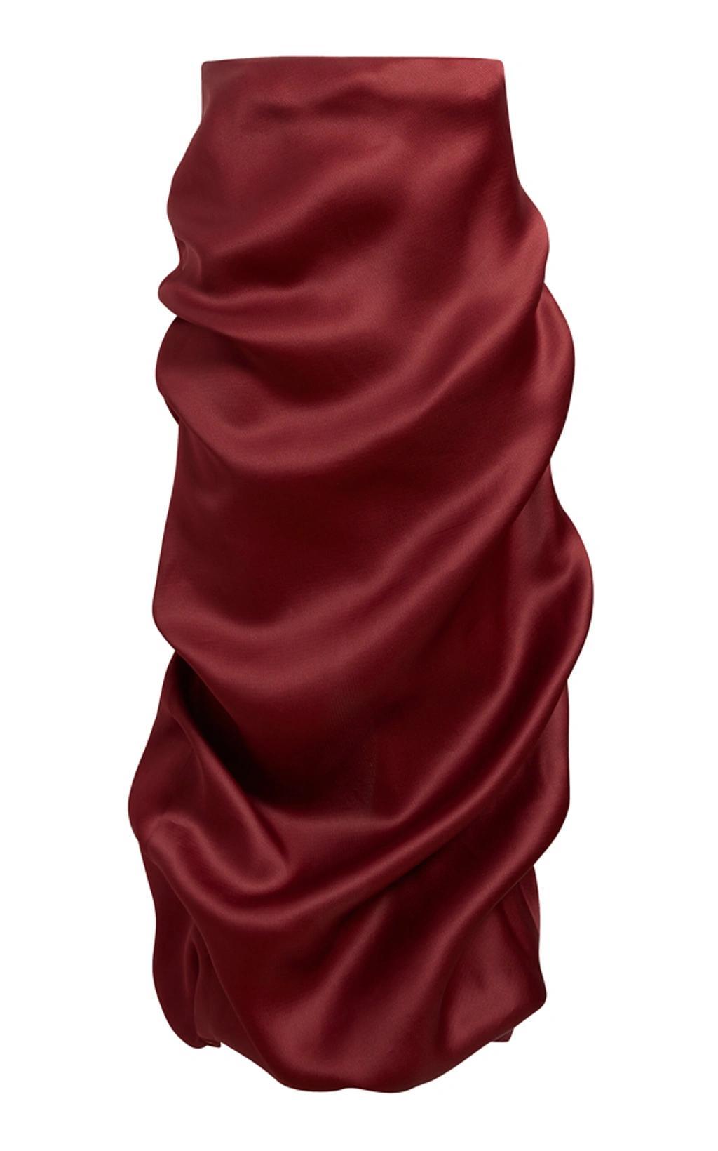 KHAITE Olula Draped Silk Maxi Skirt In Red product image