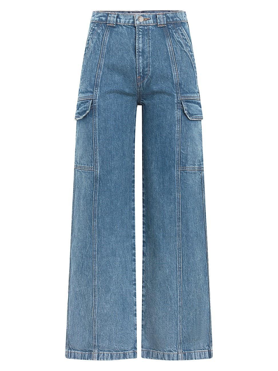 Hudson Jeans High Rise Wide Leg Cargo in Blue. - size 23 (also in 24, 27, 28, 29, 30, 31, 32) Product Image