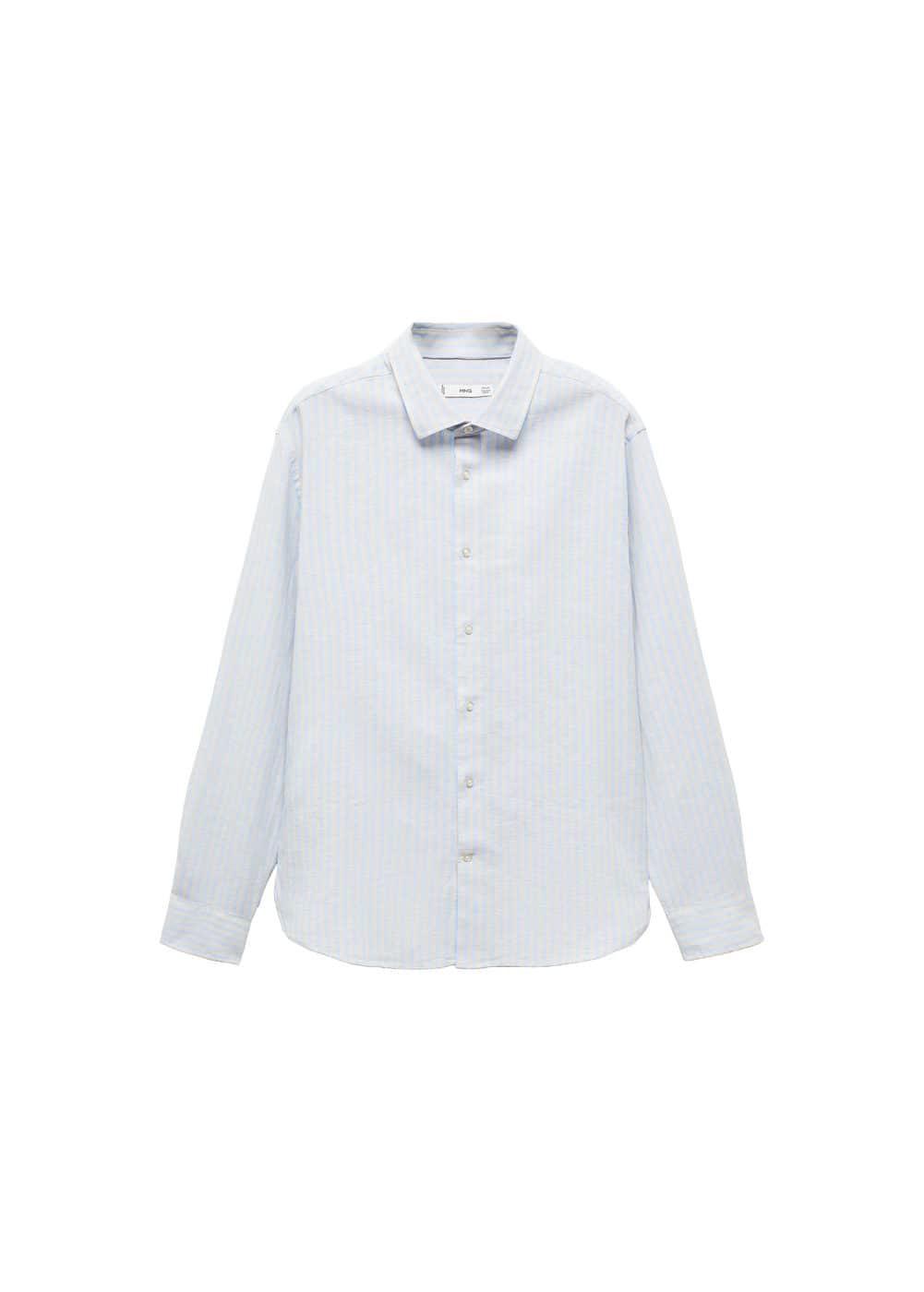 MANGO MAN - Regular-fit striped linen shirt beigeMen Product Image