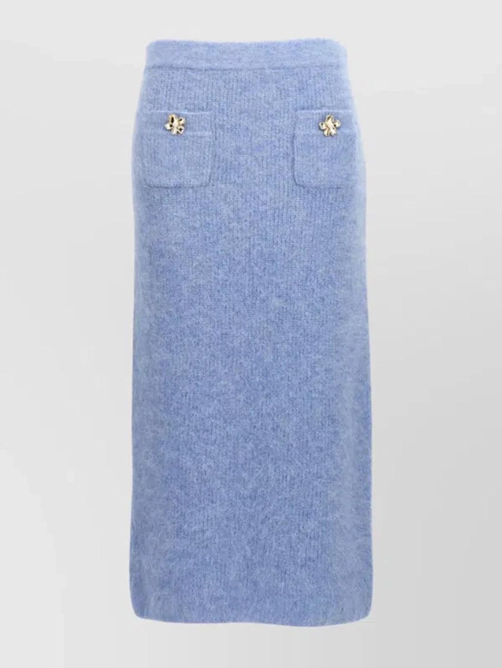 Blue Soft Knit Midi Skirts In Light Blue Product Image