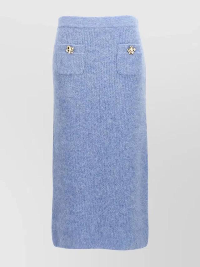 Blue Soft Knit Midi Skirts In Light Blue Product Image