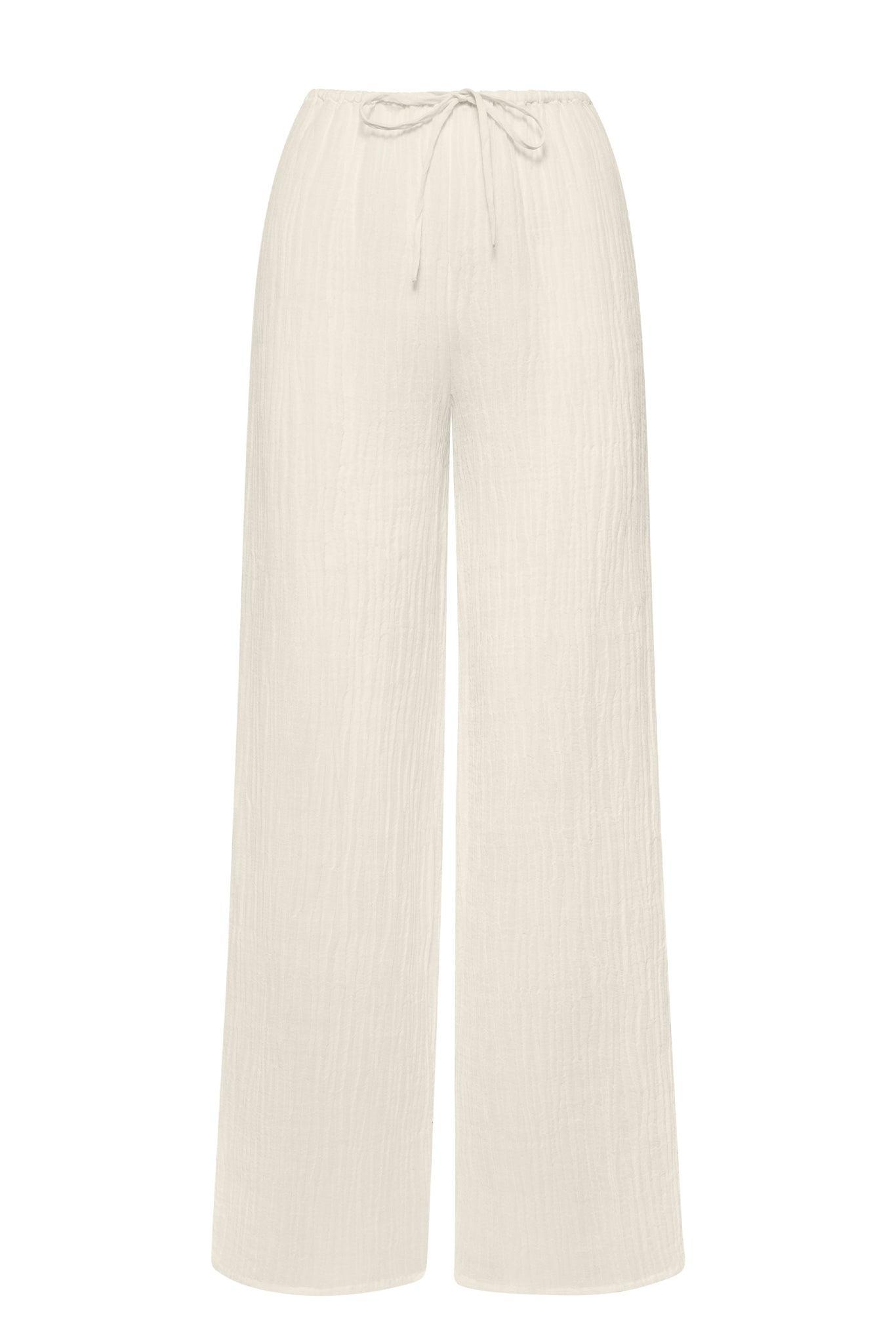 Belize Pant - Ivory Crinkle Linen Product Image