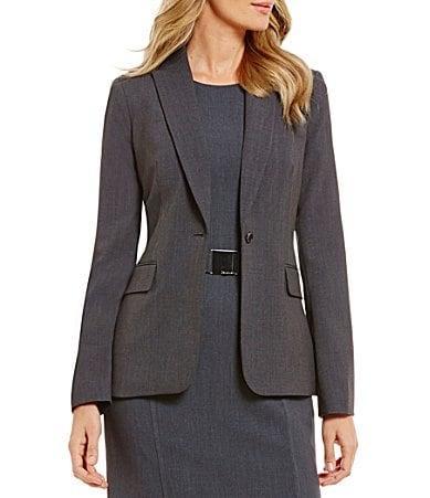 Calvin Klein Notch Lapel Long Sleeve One Button Jacket Product Image