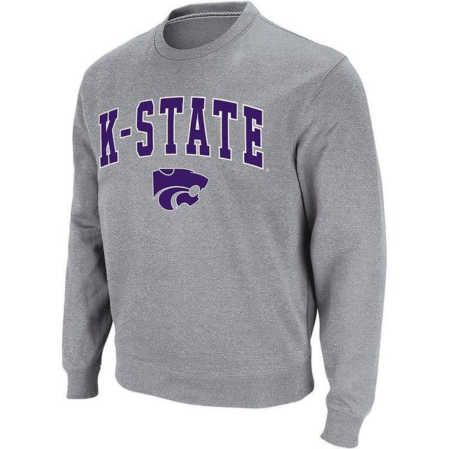 Mens Colosseum Heather Gray Kansas State Wildcats Arch & Logo Crew Neck Sweatshirt Product Image