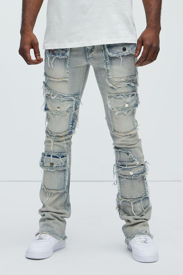 Let's Go Fray Cargo Skinny Flare Jeans - Light Wash Product Image