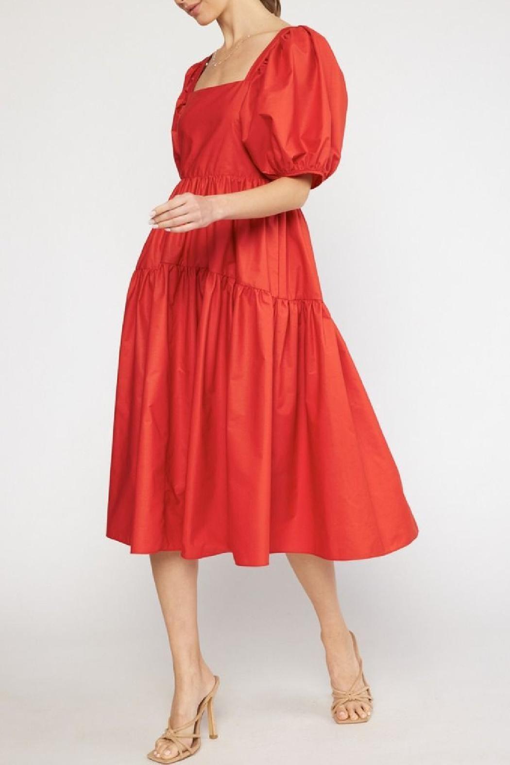 Puff Sleeve Midi Dress Product Image