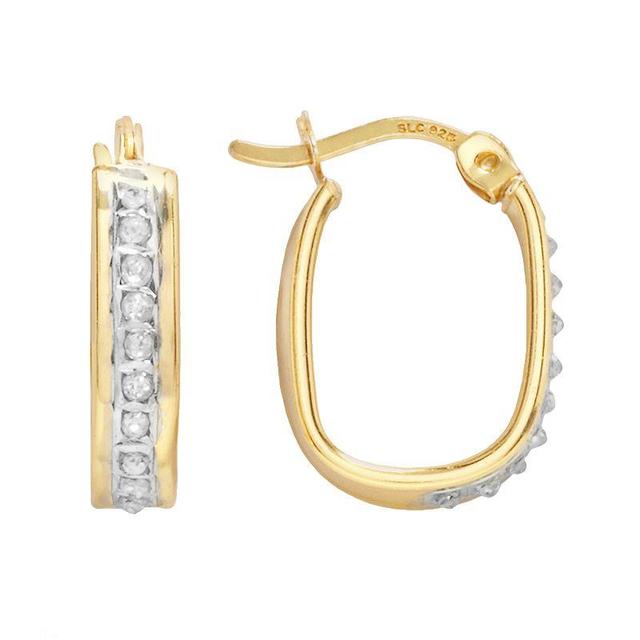 Diamond Mystique 18k Gold Over Silver Diamond Accent U-Hoop Earrings, Womens, White Product Image