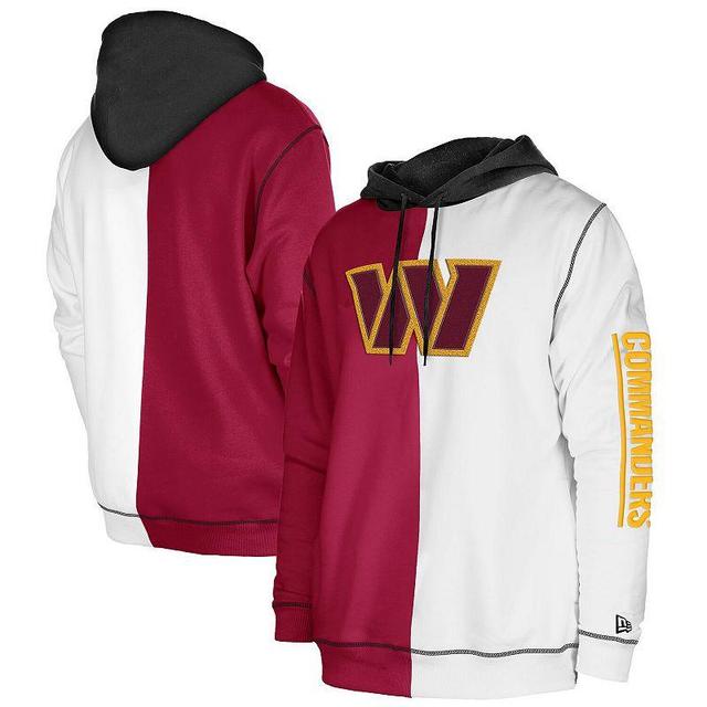 Mens New Era Burgundy/White Washington Commanders Third Down Split Raglan Pullover Hoodie Product Image